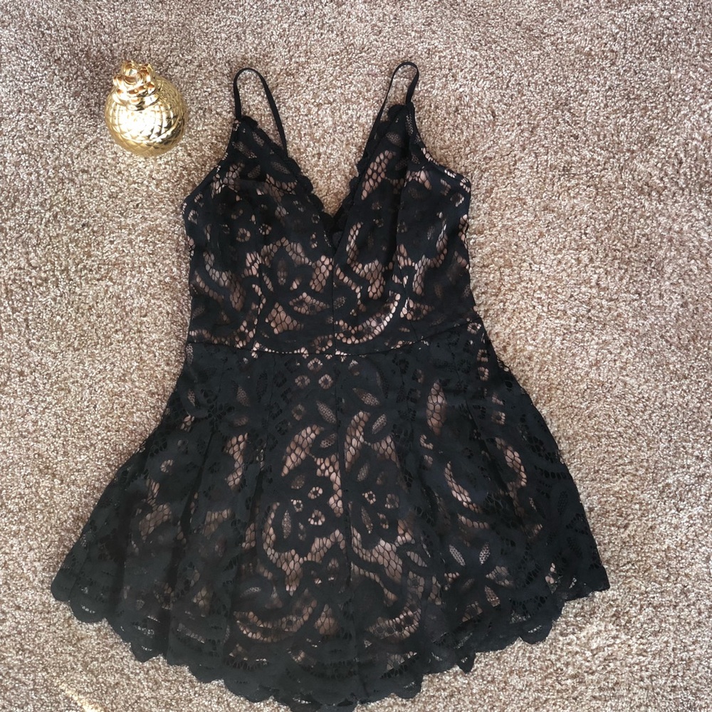 Black Lace & Cream Romper
